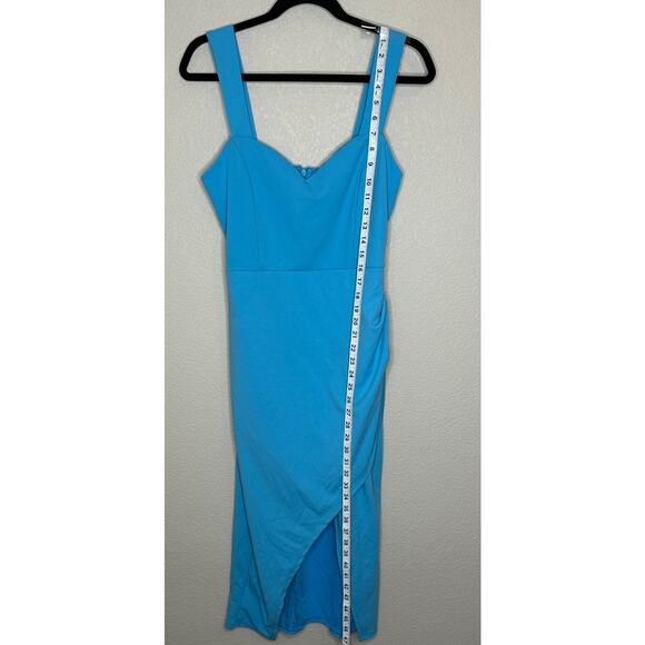 Lulus Always Beautiful Teal Blue Tulip Midi Dress XL NWOT Wedding Guest $69 - Picture 6 of 7